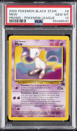 2000 POKEMON PROMO BLACK STAR POKEMON LEAGUE #8 MEW PSA 10 - Image 1