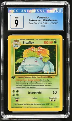 Pokemon 1st Edition Base Set Venusaur 15/102 German CGC 9 Mint Bisaflor - Image 1