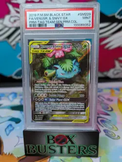 2019 POKEMON SM BLACK STAR PROMO #SM229 FULL ART/VENUSAUR & SNIVY GX PSA 9 - Image 1