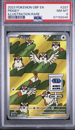 2023 POKEMON OBF EN-OBSIDIAN FLAMES #207 PIDGEY ILLUSTRATION RARE - PSA 8 - Image 1