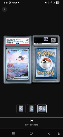 Pokemon TCG Charizard EX 199/165 Special Illustration Rare 151 Series PSA 9 NM - Image 1