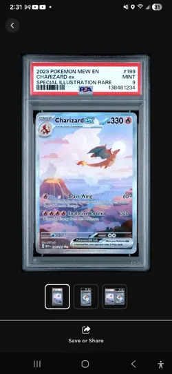 Pokemon TCG Charizard EX 199/165 Special Illustration Rare 151 Series PSA 9 NM - Image 2