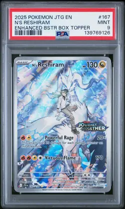 2025 POKEMON JTG EN-JOURNEY TOGETHER #167 N'S RESHIRAM PSA 9 - Image 1