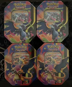 Pokemon TCG Mega Charizard X and Mega Charizard Y Tins Sealed Lot Of 4 - Image 1