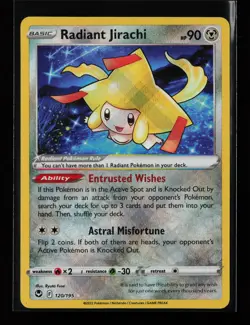 Radiant Jirachi 120/195 Radiant Rare SWSH12: Silver Tempest Pokemon Card - Image 1
