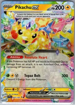Pikachu ex 057/191 SV08: Surging Sparks - Pokemon Card - NM - Image 1