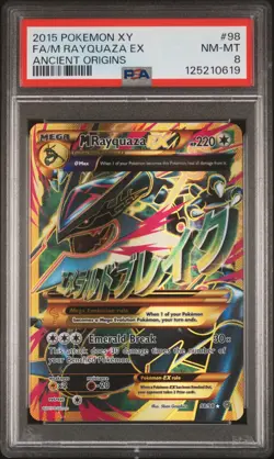 2015 POKEMON XY ANCIENT ORIGINS #98 FULL ART/M RAYQUAZA EX PSA 8 - Image 1
