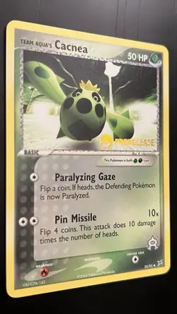 Team Aqua's Cacnea Prerelease Stamp NM 24/95 Promo Pokemon TCG EX: Team Magma - Image 2