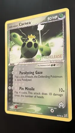Team Aqua's Cacnea Prerelease Stamp NM 24/95 Promo Pokemon TCG EX: Team Magma - Image 3