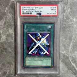 STOP DEFENSE LOB-E075 1st Edition Rare PSA 9 MINT YuGiOh Europe - Image 1