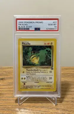 2000 POKEMON PROMO BLACK STAR #27 PIKACHU PSA 10 GRADED CARD - Image 1