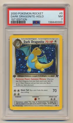 PSA 7 Pokemon Team Rocket 1st Edition Holo Rare Dark Dragonite 5/82 NEAR MINT! - Image 1