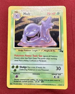 Pokemon TCG Muk 13/62 Fossil Holo Unlimited Holo Rare - Image 2