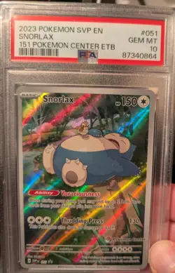 2023 POKEMON 151 POKEMON CENTER ELITE TRAINER BOX PROMO SVP #051 SNORLAX PSA 10 - Image 1