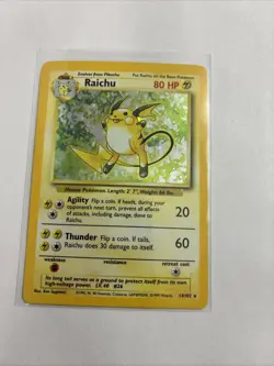 Raichu 014/102 Base Set Holo Unlimited Pokemon WOTC NM - Image 1