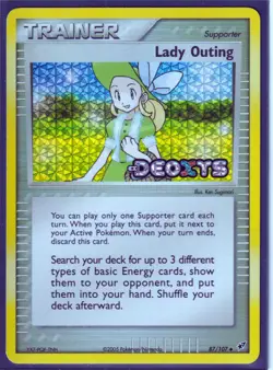 VINTAGE POKEMON LADY OUTING 87/107 Ex DEOXYS-HOLO BLEED ERROR- REV HOLO- STAMPED - Image 1
