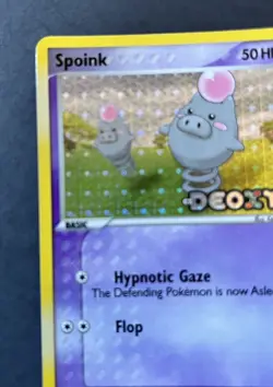 VINTAGE POKEMON 2005 SPOINK 76/107 Ex DEOXYS- HOLO BLEED ERROR -REV HOLO-STAMPED - Image 3