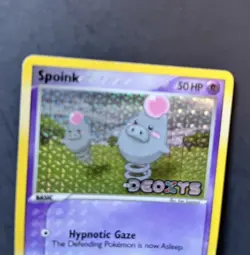 VINTAGE POKEMON 2005 SPOINK 76/107 Ex DEOXYS- HOLO BLEED ERROR -REV HOLO-STAMPED - Image 4