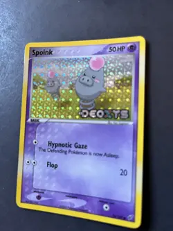 VINTAGE POKEMON 2005 SPOINK 76/107 Ex DEOXYS- HOLO BLEED ERROR -REV HOLO-STAMPED - Image 5