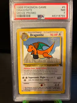 Dragonite Pokemon 1st Movie Black Star Promo #5 PSA 7 - Image 1