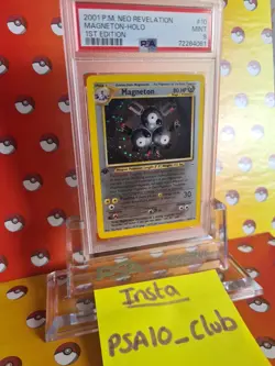 Pokemon 1st Edition Neo Revelation Magneton Holo 10/64 PSA 9 - Image 1