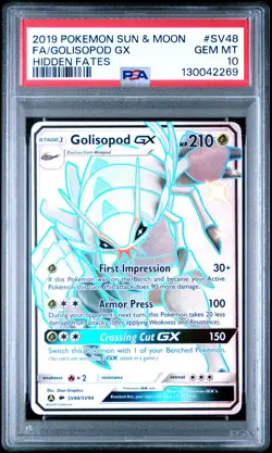 2019 POKEMON SUN & MOON HIDDEN FATES #SV48 FULL ART/GOLISOPOD GX PSA 10 - Image 1