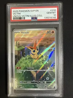 2025 POKEMON SVP EN-SV BLACK STAR PROMO #208 VICTINI PSA 10 - Image 1