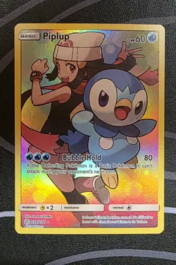 Pokemon Piplup Secret Rare Full Art Holo SM-Cosmic Eclipse 239/236 60 HP - Image 1