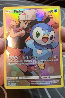 Pokemon Piplup Secret Rare Full Art Holo SM-Cosmic Eclipse 239/236 60 HP - Image 3