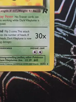 Pokemon TCG Dark Vileplume 30/82 Non Holo Rare Team Rocket Unlimited Vintage - Image 5