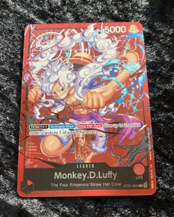 Monkey.D.Luffy ST21-001 ONE PIECE Tcg Card Game NM RED Leader Foil NM/M - Image 1