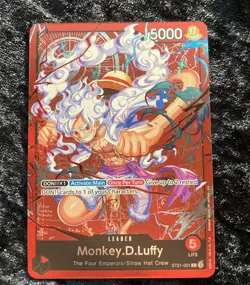 Monkey.D.Luffy ST21-001 ONE PIECE Tcg Card Game NM RED Leader Foil NM/M - Image 2