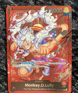 Monkey.D.Luffy ST21-001 ONE PIECE Tcg Card Game NM RED Leader Foil NM/M - Image 3