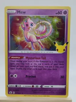Pokemon Mew 011/025 Celebrations Holo Rare Basic 60 HP Yuu Nishida TCG Card - Image 1
