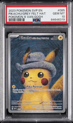 2023 POKEMON SVP EN-SV BLACK STAR PROMO #085 PIKACHU WITH GREY FELT HAT PSA 10 - Image 1