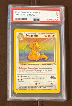 1999 Pokemon Fossil #4/62 DRAGONITE - HOLO Clean PSA 5 Excellent Condition - Image 3