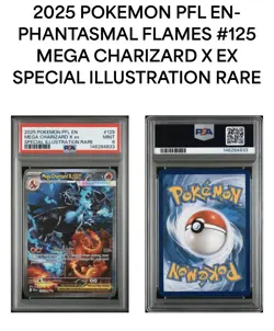 2025 POKEMON PHANTASMAL FLAMES ILLUSTRATION RARE #125 MEGA CHARIZARD X EX PSA 9 - Image 1