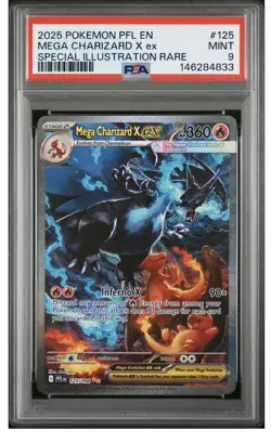 2025 POKEMON PHANTASMAL FLAMES ILLUSTRATION RARE #125 MEGA CHARIZARD X EX PSA 9 - Image 2