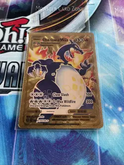 CHARIZARD VMAX GIGANTAMAX GOLD FOIL FAN ART DISPLAY POKEMON CARD SV107/SV122 - Image 1