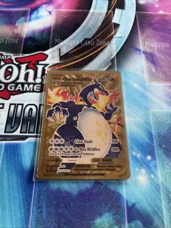 CHARIZARD VMAX GIGANTAMAX GOLD FOIL FAN ART DISPLAY POKEMON CARD SV107/SV122 - Image 2