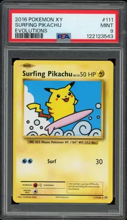 2016 POKEMON XY SURFING PIKACHU EVOLUTIONS #111 MINT PSA 9 - Image 1