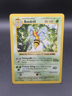 Pokemon TCG Beedrill Base Set 17/102 Shadowless Rare - Image 1