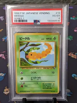 1998 Pokemon Japanese Weedle #13 Glossy Vending Series 1 PSA 4 VG-EX - Image 1