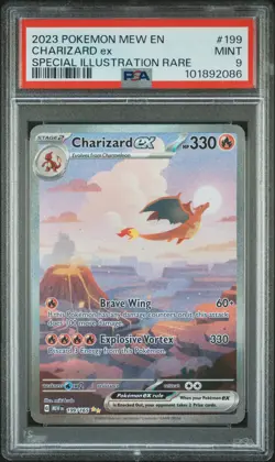 2023 POKEMON MEW EN-151 SPECIAL ILLUSTRATION RARE #199 CHARIZARD EX PSA 9 - Image 1