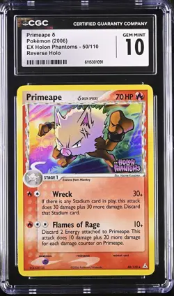 CGC 10 Primeape EX Holon Phantoms 50/110 Reverse Holo Stamped Pokemon Card - Image 1