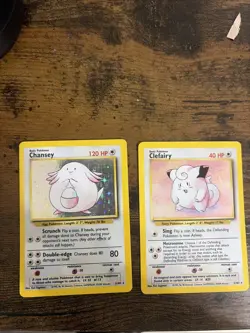 Pokemon Base Set Unlimited Holo Cards Chansey 3/102 and Clefairy 5/102 - Image 1