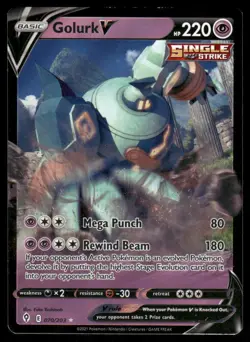 Pokemon Cards Golurk V 070/203 Evolving Skies Holo Rare V NM *2 - Image 1