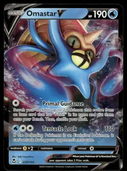 Pokemon Cards Omastar V 035/195 Silver Tempest Holo Rare V NM - Image 1