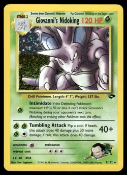 Pokemon Cards Giovanni's Nidoking 7/132 Unlimited Gym Challenge Holo NM - Image 1