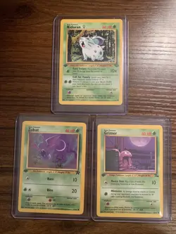 Pokemon All 1st Edition 3 Card Lot- Nidoran, Zubat, Grimer - Image 1